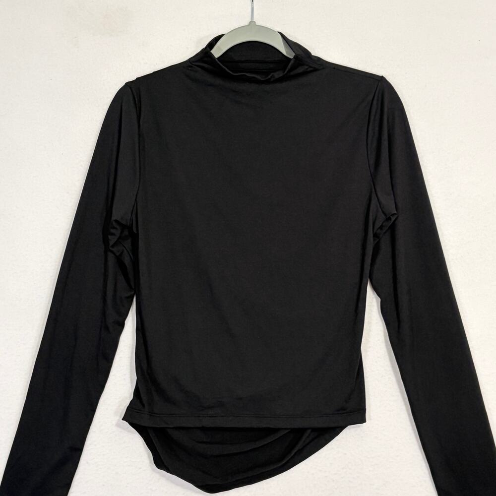 Halara Work Out Top Women's Large Black Long Sleeve High Neck Athleisure Shirt